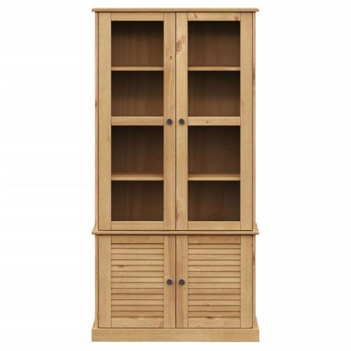 Стъклен шкаф витрина VIGO 85x35x170 см бор масив