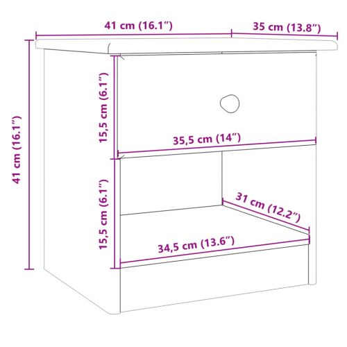 Нощно шкафче ALTA 41x35x41 см бор масив
