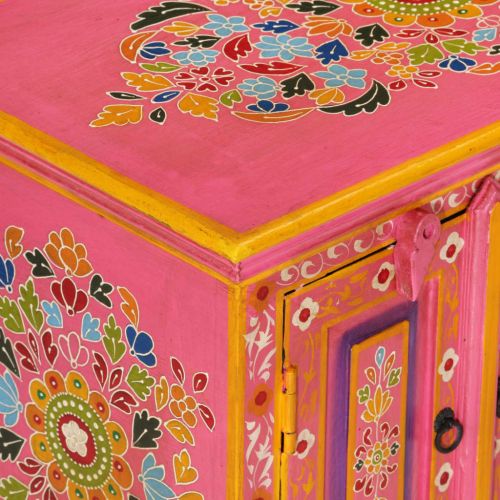 ТВ шкаф, розов, 110x30x40 см, масивно мангово дърво