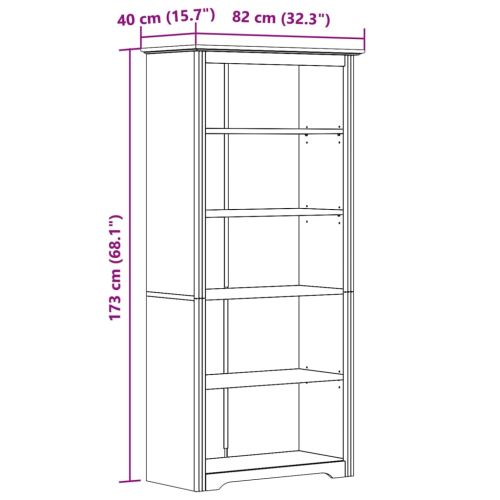 Етажерка за книги BODO сива 82x40x173 см бор масив 5 нива