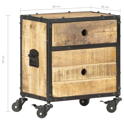 Нощно шкафче, 40x30x50 см, грубо мангово дърво
