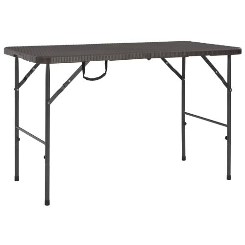 Сгъваема градинска маса кафява 120x60x74 см HDPE имитация ратан