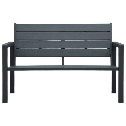 Градинска пейка, 120 cм, HDPE, сива, имитация на дърво
