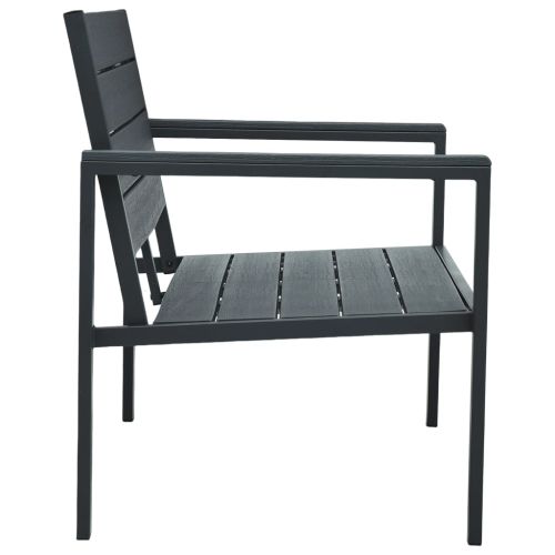 Градинска пейка, 120 cм, HDPE, сива, имитация на дърво