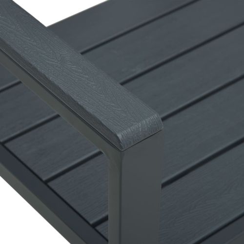 Градинска пейка, 120 cм, HDPE, сива, имитация на дърво