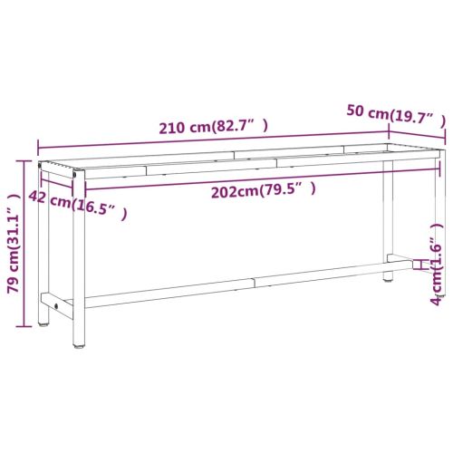 Рамка за работна маса матово черно и червено 210x50x79 см метал