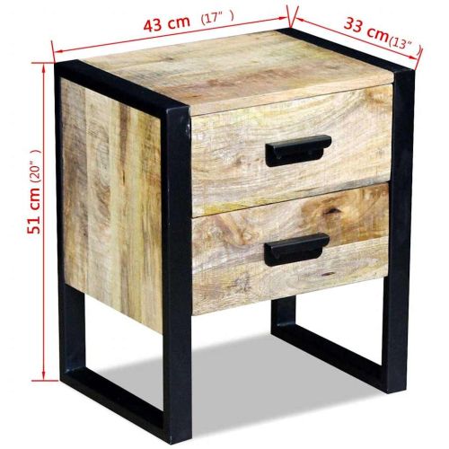 Странична маса с 2 чекмеджета, твърдо манго дърво 43x33x51 см