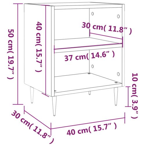 Нощни шкафчета 2 бр опушен дъб 40x30x50 см инженерно дърво