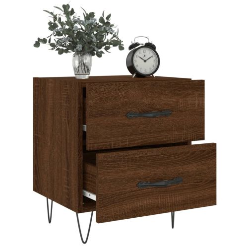 Нощно шкафче кафяв дъб 40x35x47,5 см инженерно дърво