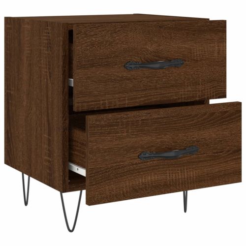 Нощно шкафче кафяв дъб 40x35x47,5 см инженерно дърво