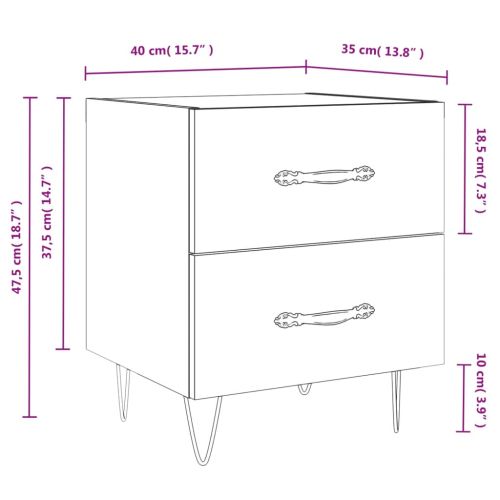 Нощно шкафче кафяв дъб 40x35x47,5 см инженерно дърво