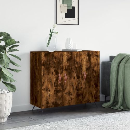 Сайдборд, опушен дъб, 90x34x80 см, инженерно дърво