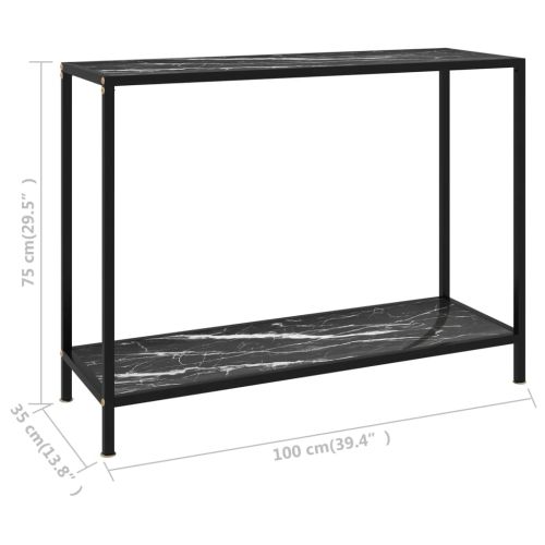 Конзолна маса, черна, 100x35x75 cм, закалено стъкло