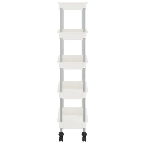 Кухненска количка на 5 нива, бяла, 42x29x128 см, желязо и ABS