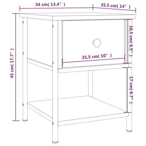 Нощни масички, 2 бр, опушен дъб, 34x35,5x45 см, инженерно дърво