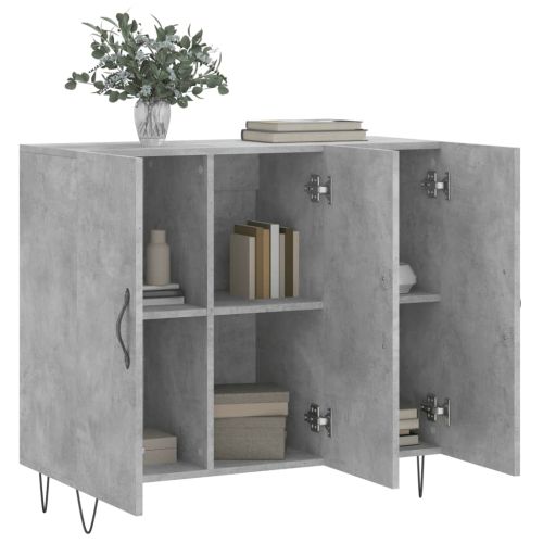 Сайдборд, бетонно сив, 90x34x80 см, инженерно дърво