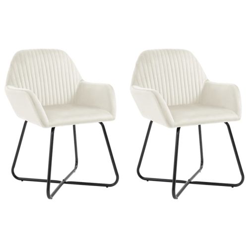 Трапезни столове, 2 бр, кремави, кадифе