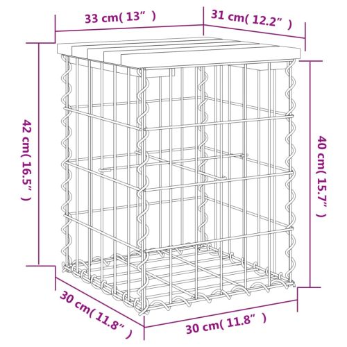 Градинска пейка габионен дизайн 33x31x42 см борово дърво масив