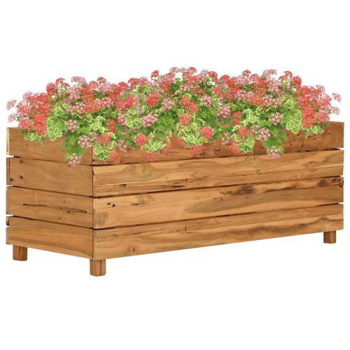 Повдигната леха 100x40x38 см рециклирано тиково дърво и стомана