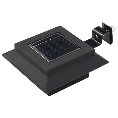 Градински соларни лампи, 6 бр, LED, квадратни, 12 см, черни