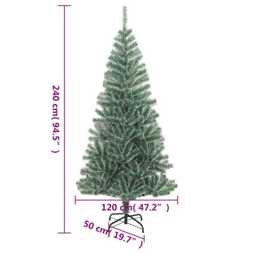 Изкуствена коледна елха с флокиран сняг, зелена, 240 см