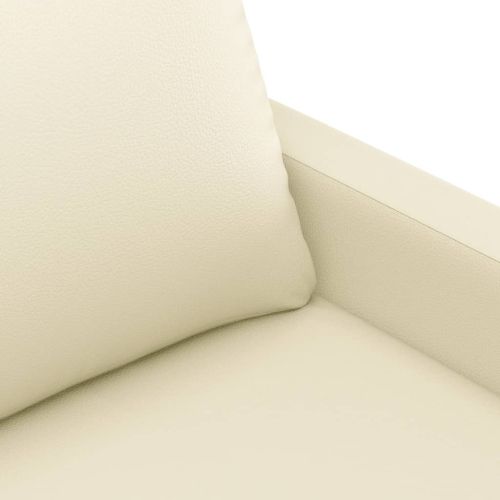Комплект дивани от 2 части с възглавници кремав изкуствена кожа