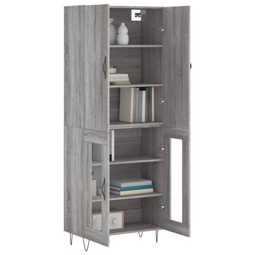 Висок шкаф, сив сонома, 69,5x34x180 см, инженерно дърво