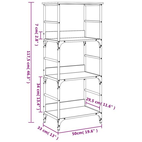 Етажерка за книги опушен дъб 50x33x117,5 см инженерно дърво