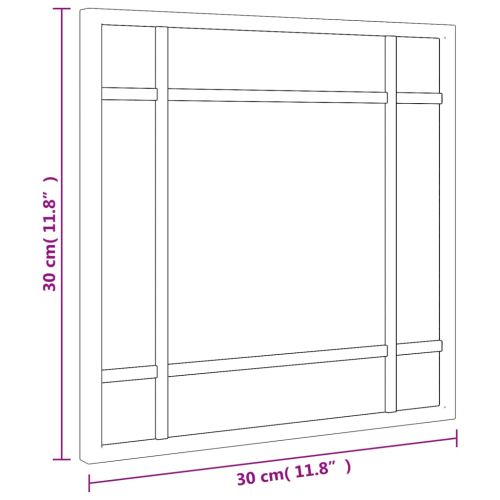 Стенно огледало, черно, 30x30 см, квадратно, желязо