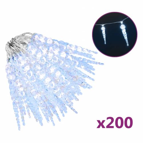 Коледна лампа тип „ледулка“ 200 LED диода, студено бяла, 20 м, акрил, PVC