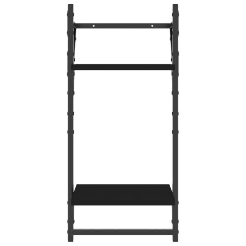 Двуетажни стенни рафтове с пръти 2 бр черни 30x25x65 см