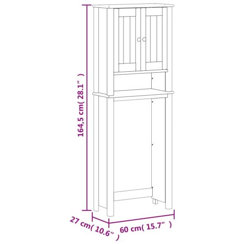 Шкаф над тоалетна чиния BERG черен 60x27x164,5 см масивно дърво