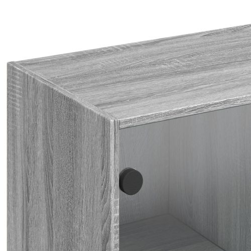 Библиотека с врати сив сонома 136x37x142 см инженерно дърво