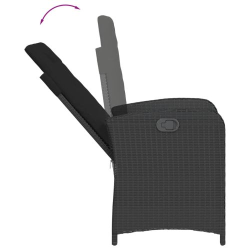 Градински трапезен комплект възглавници 5 части черен полиратан