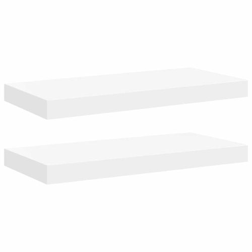 Окачени стенни рафтове, 2 бр, бели, 50x23,5x3,8 см, МДФ