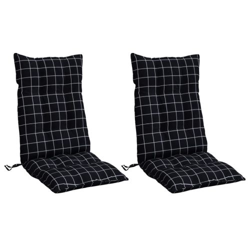 Възглавници за стол с облегалка 2 бр черно каре Оксфорд плат