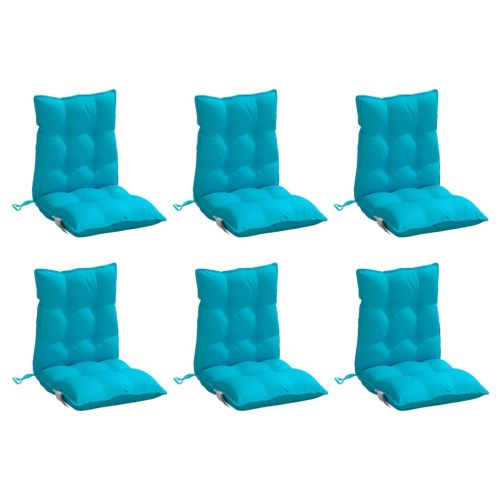 Възглавници за стол с ниска облегалка 6 бр тюркоаз Оксфорд плат