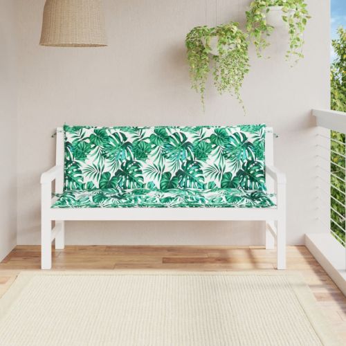 Възглавници за градински пейки 2 бр с листа 150x50x7 см плат