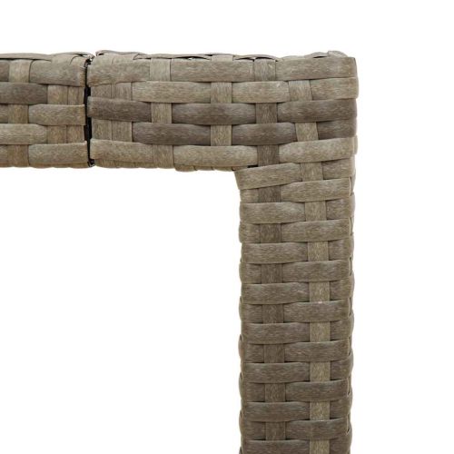 Градинска маса със стъклен плот сива 90x90x75 см полиратан
