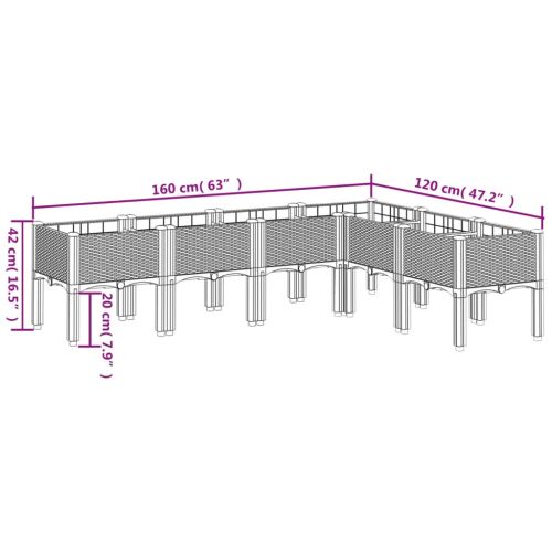 Градинска кашпа с крака, бяла, 160x120x42 см, PP