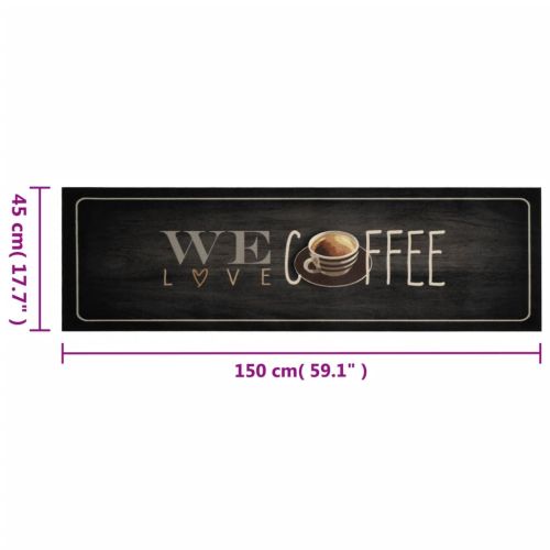 Кухненско килимче, миещо, текст Coffee, 45x150 см, кадифе