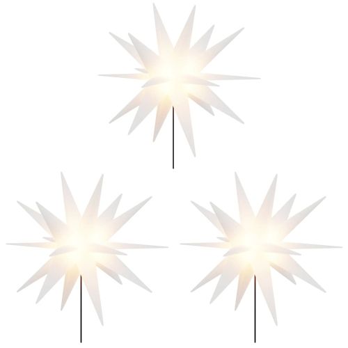 Коледни лампи с шипове, 3 бр, LED, сгъваеми,бяла, 35 см