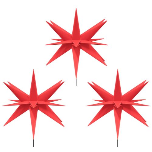 Коледни лампи с шипове, 3 бр, LED, сгъваеми, червени, 35 см