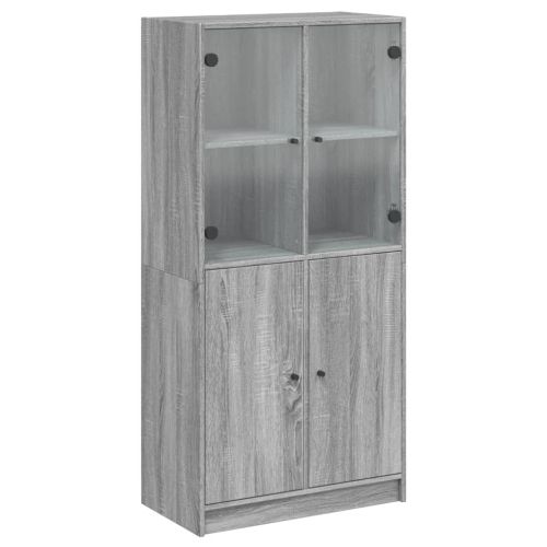 Висок шкаф, Сив сонома, 68x37x142 см, инженерно дърво