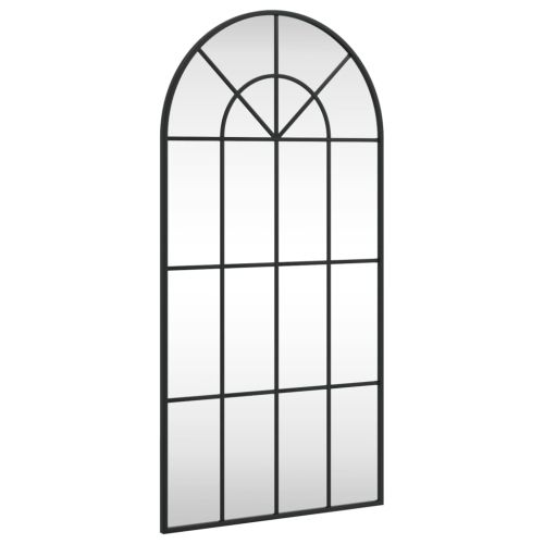 Стенно огледало, черно, 50x100 см, арка, желязо