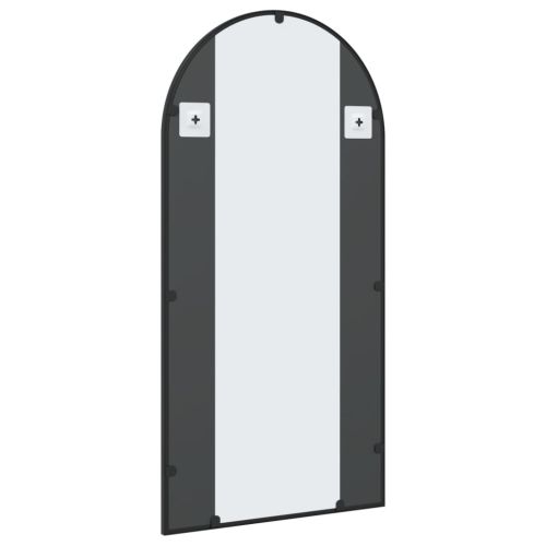 Стенно огледало, черно, 50x100 см, арка, желязо