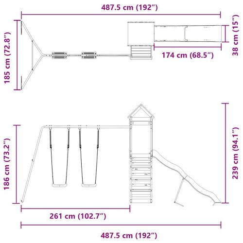 Комбинирано детско съоръжение за игра, импрегниран бор