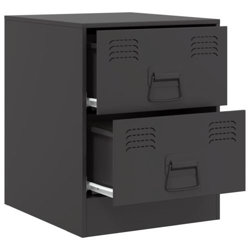 Нощни шкафчета, 2 бр, черни, 34,5x39х44 см, стомана
