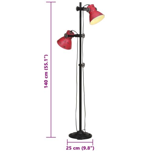 Подова лампа 25 W винтидж състарено червено 25x25x90/140 см E27