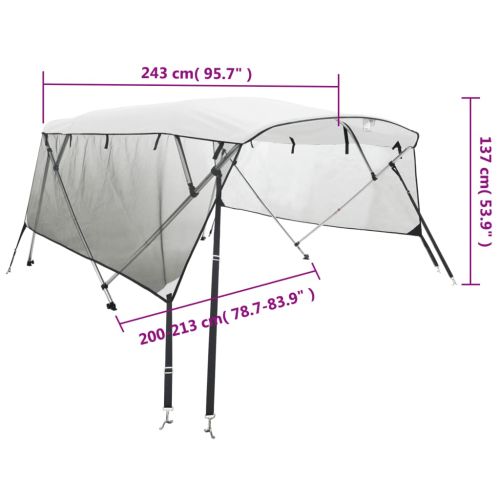 Тента за лодка с 4 дъги мрежести страници 243x(200-213)x137 см